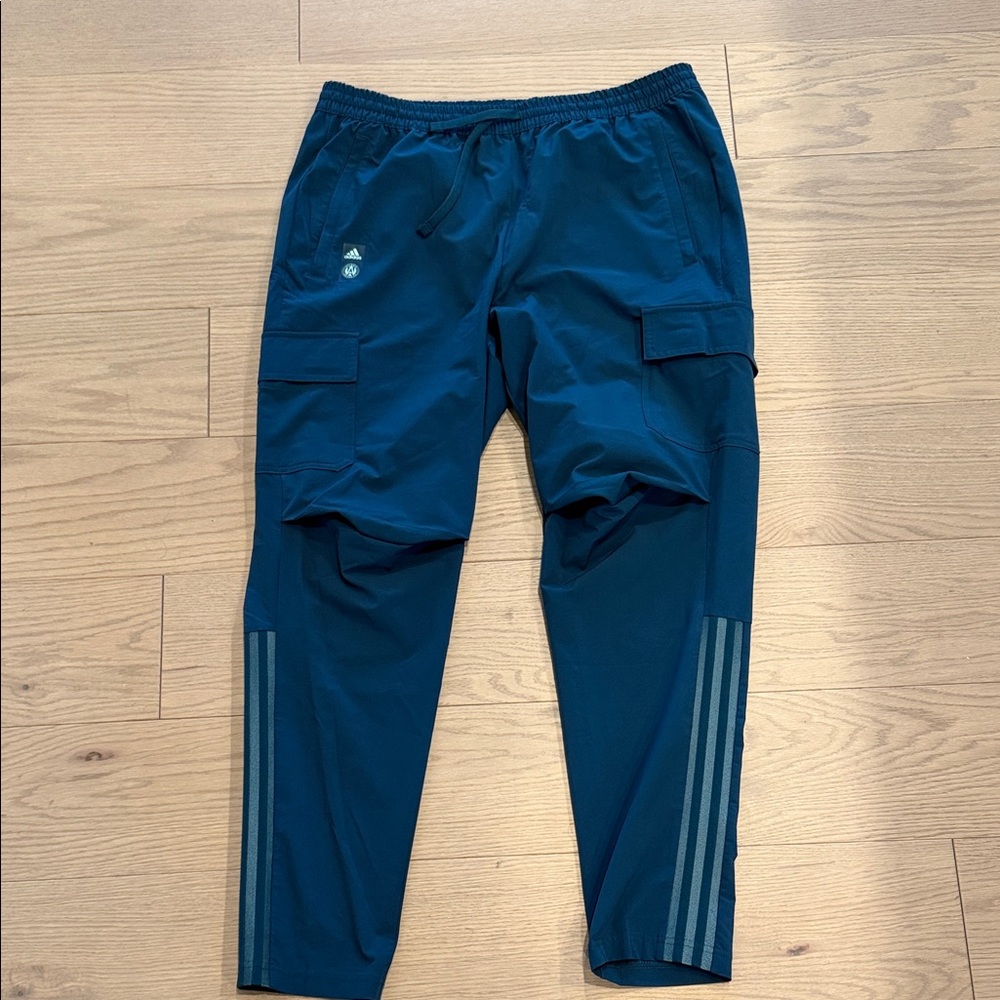 adidas Men's Dark Blue Cargo Track Pants with Reflective Stripes